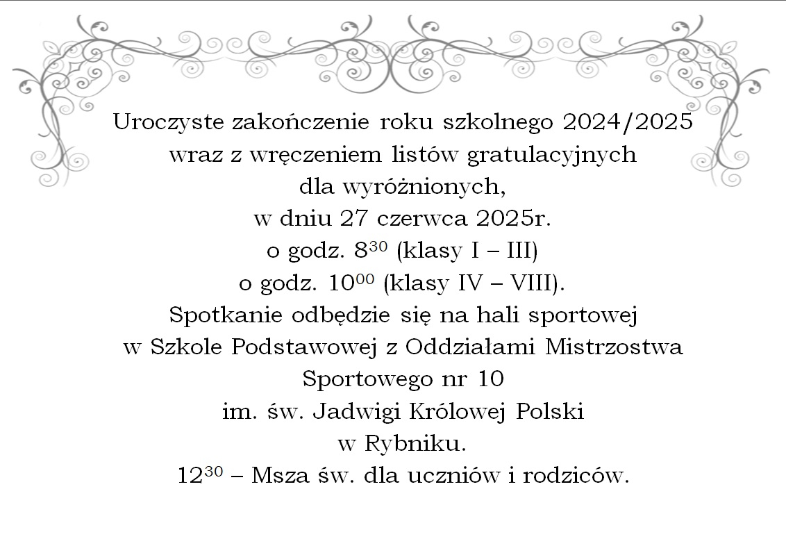 Zakończenie roku szkolnego 2024/2025